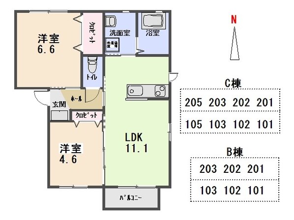 ヴィラ・プロスパー　Ｃの物件間取画像